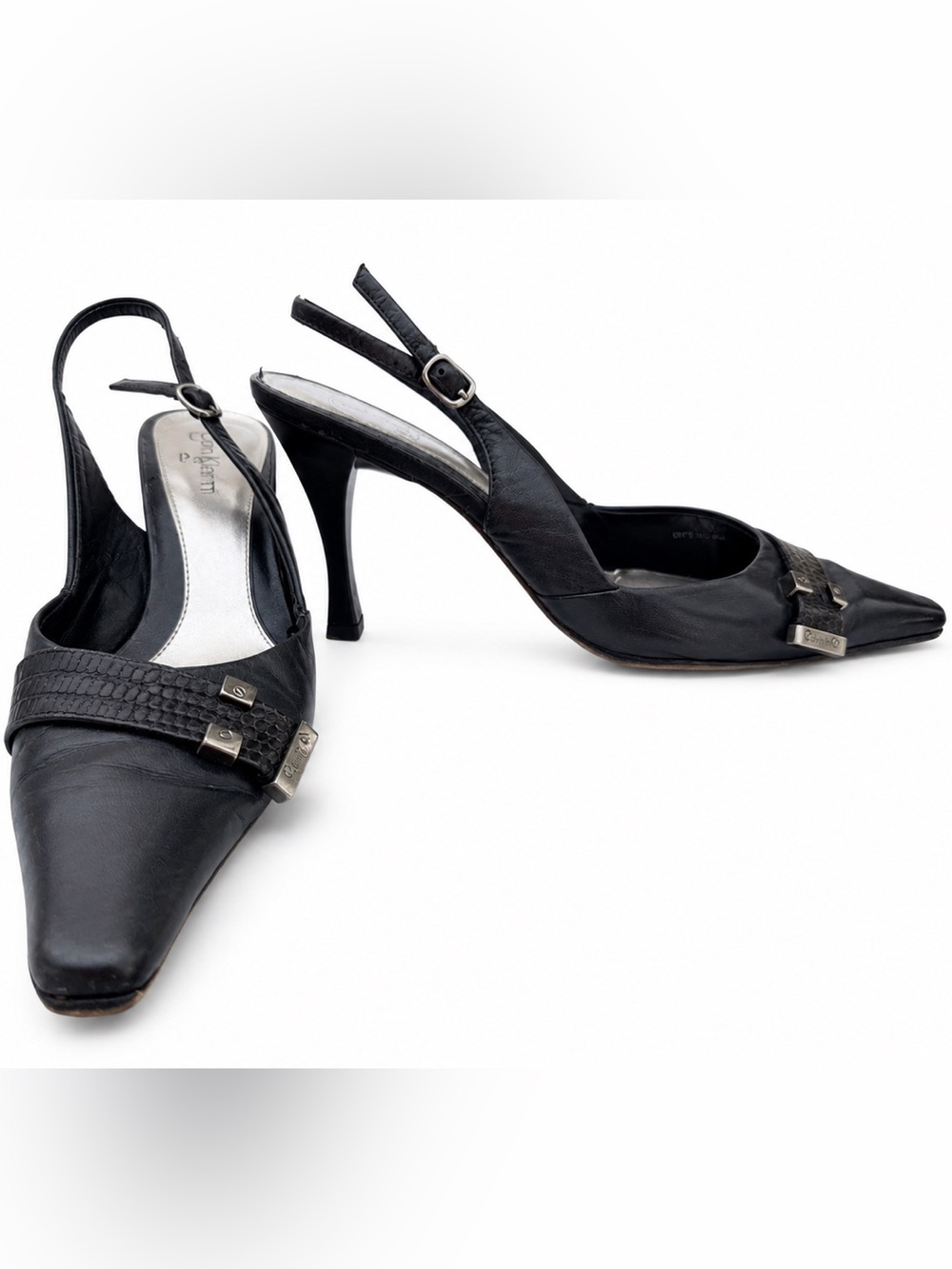 Vintage Paolo Black Slingback Pointed-Toe 👠 Buckle